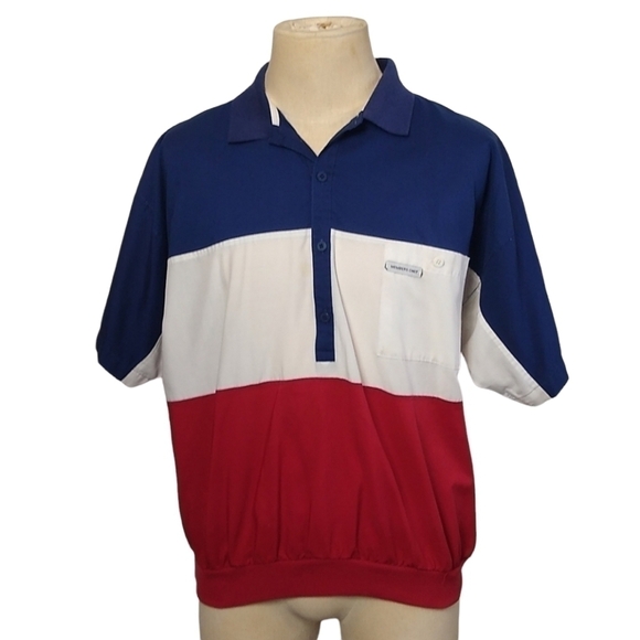 Members Only Other - Members Only SZ Large Shirt Vintage Blue White Red Color Block Short Sleeve